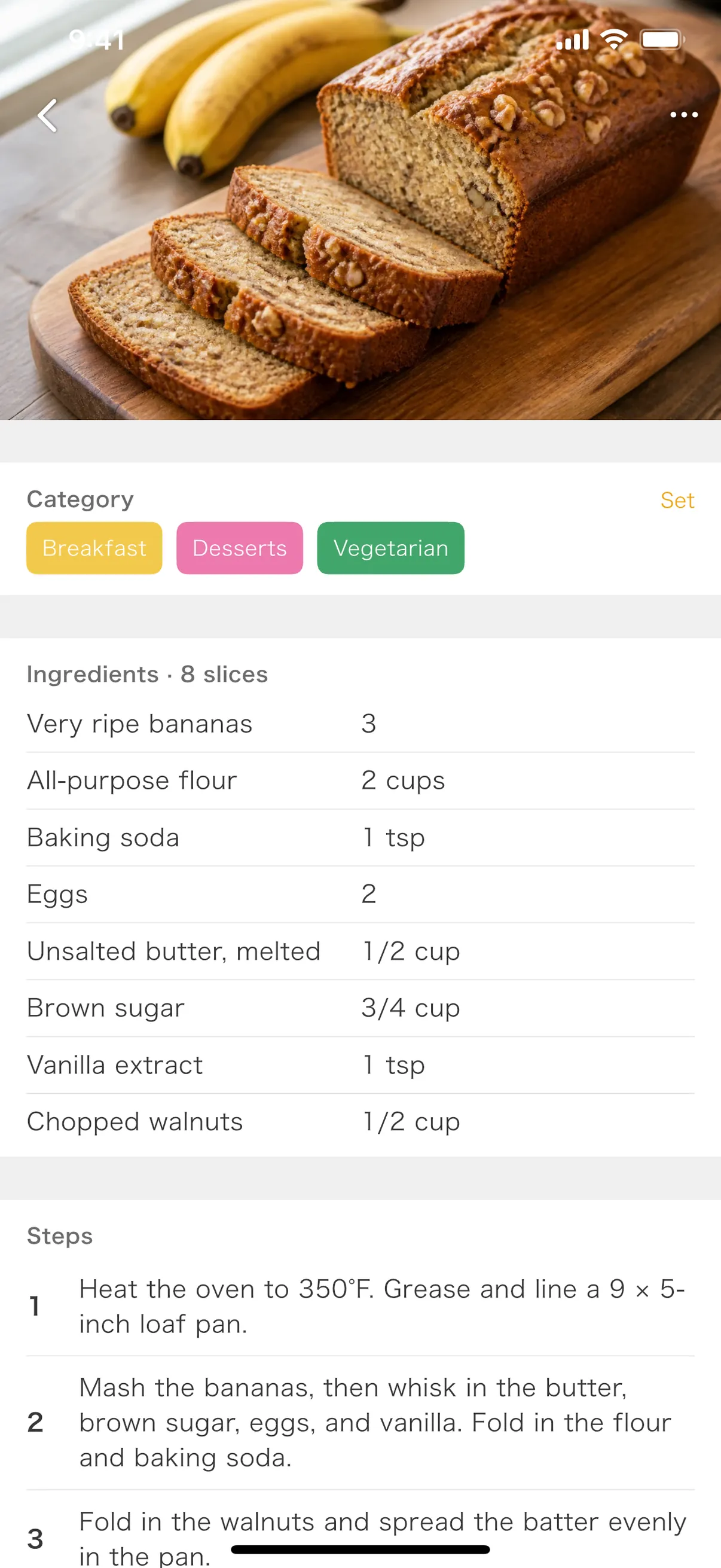 Screen for importing a recipe from a photo