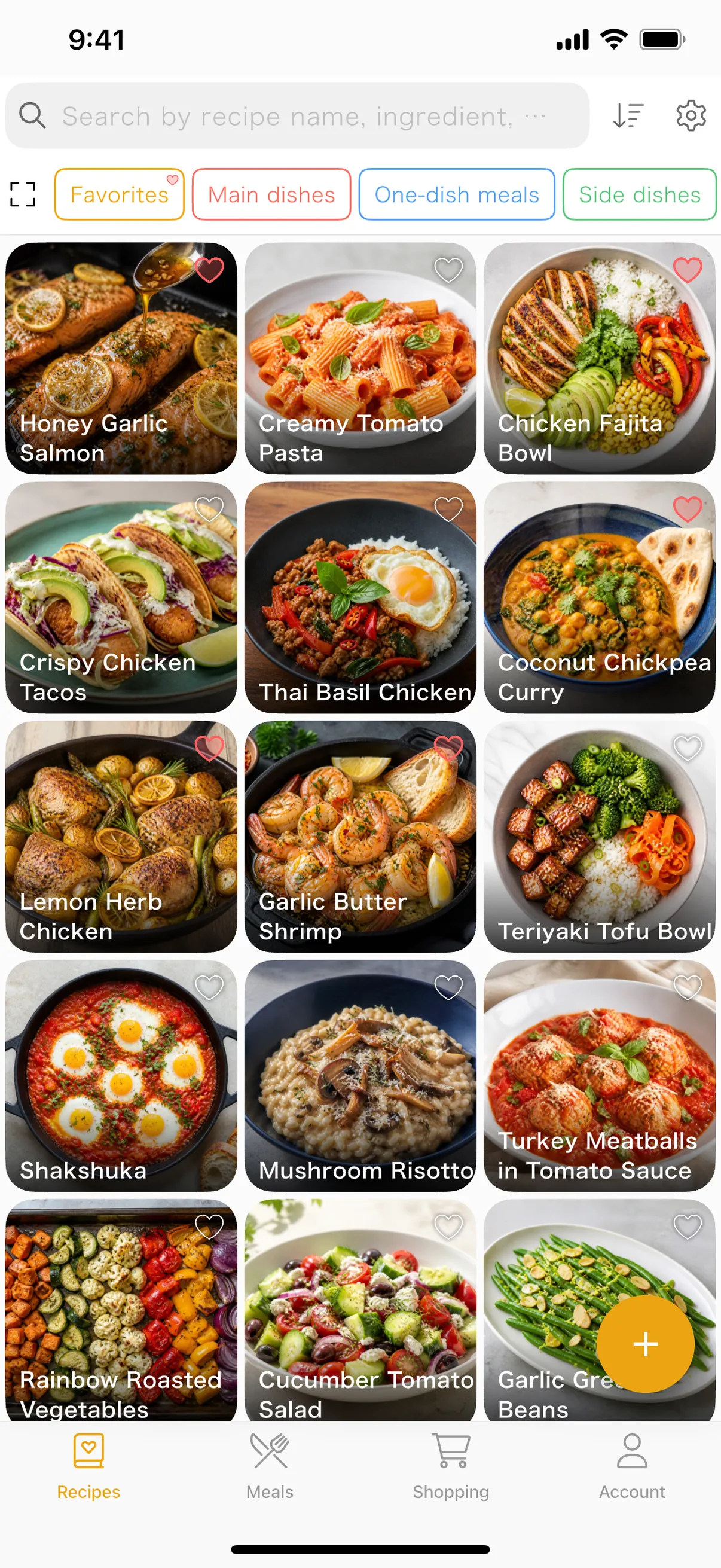Repitta recipe list screen