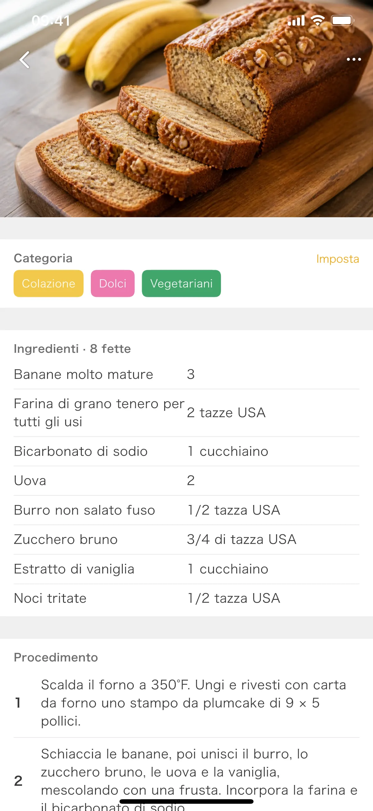 Schermata di importazione di una ricetta da foto